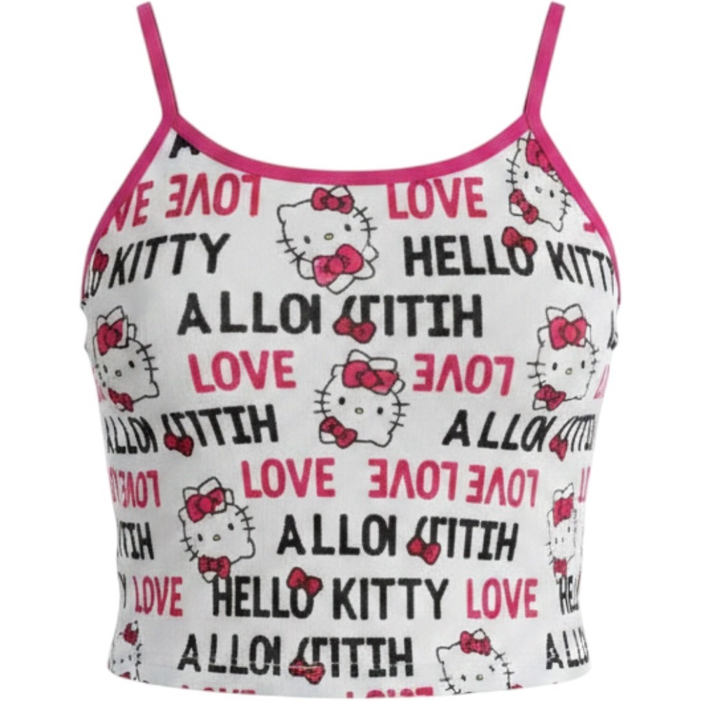 Hello Kitty Sanrio Pink Love Ribbed Sleepwear Camisole Womens Large Pajama Top